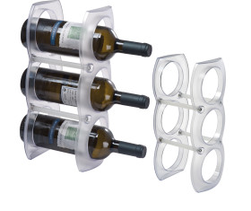 Plastic wine rack for three bottles